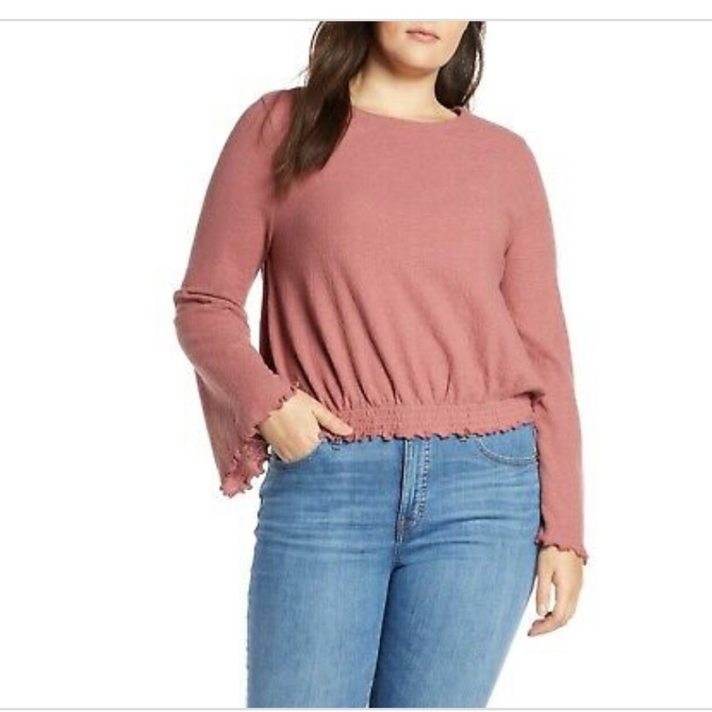 Madewell Smocked Bell Sleeve Top ~ Mauve